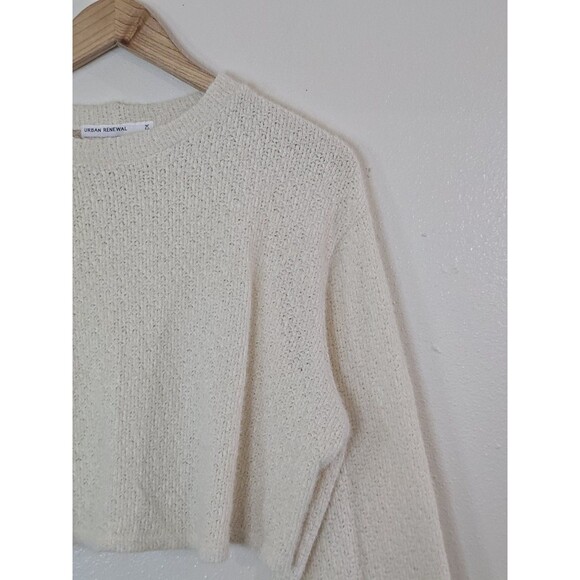 Urban Renewal Remnants Cropped Bell Sleeve Sweater Cream Textured Knit Small - Picture 2 of 10